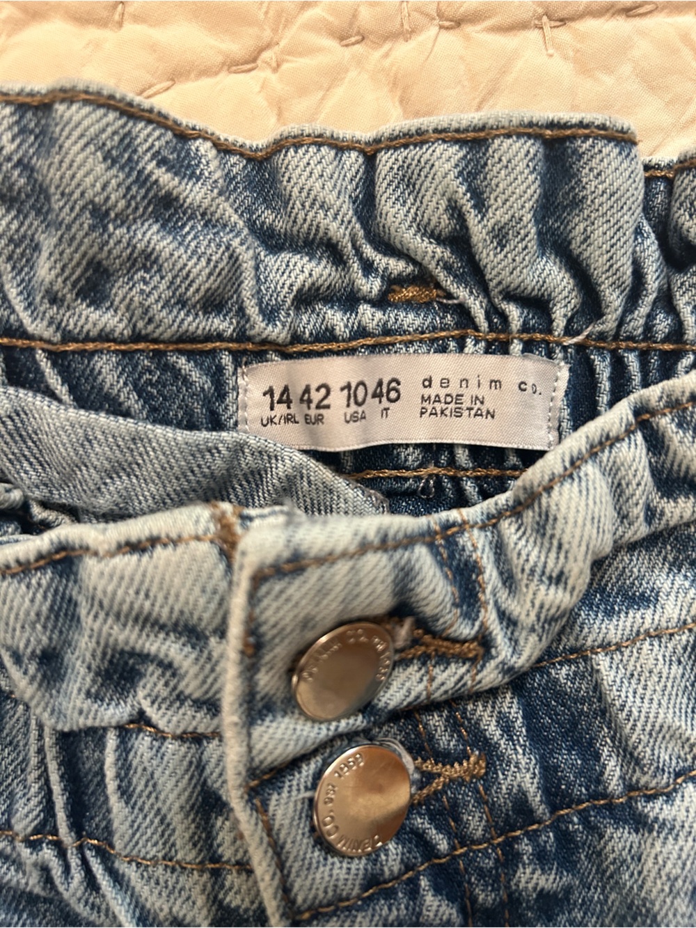 Denim&Co Light Wash High Rise Paper bag waist Jeans